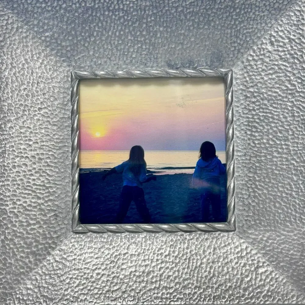 Burnes Boston Vintage 1992 Picture Frame Hammered Pewter Square‎ 3